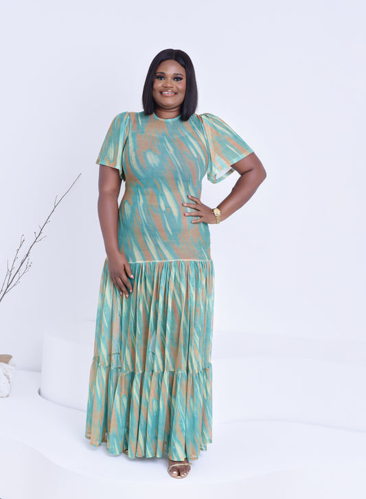 Tropical Green Print Dress