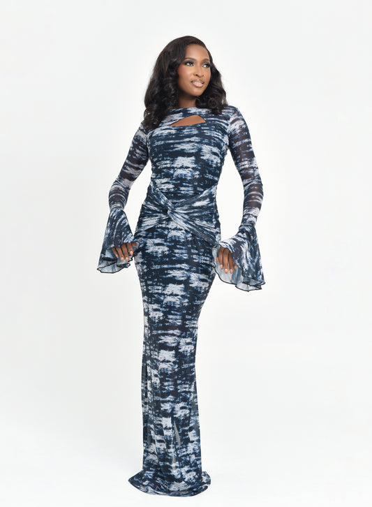 Flared Sleeve Mesh Dress