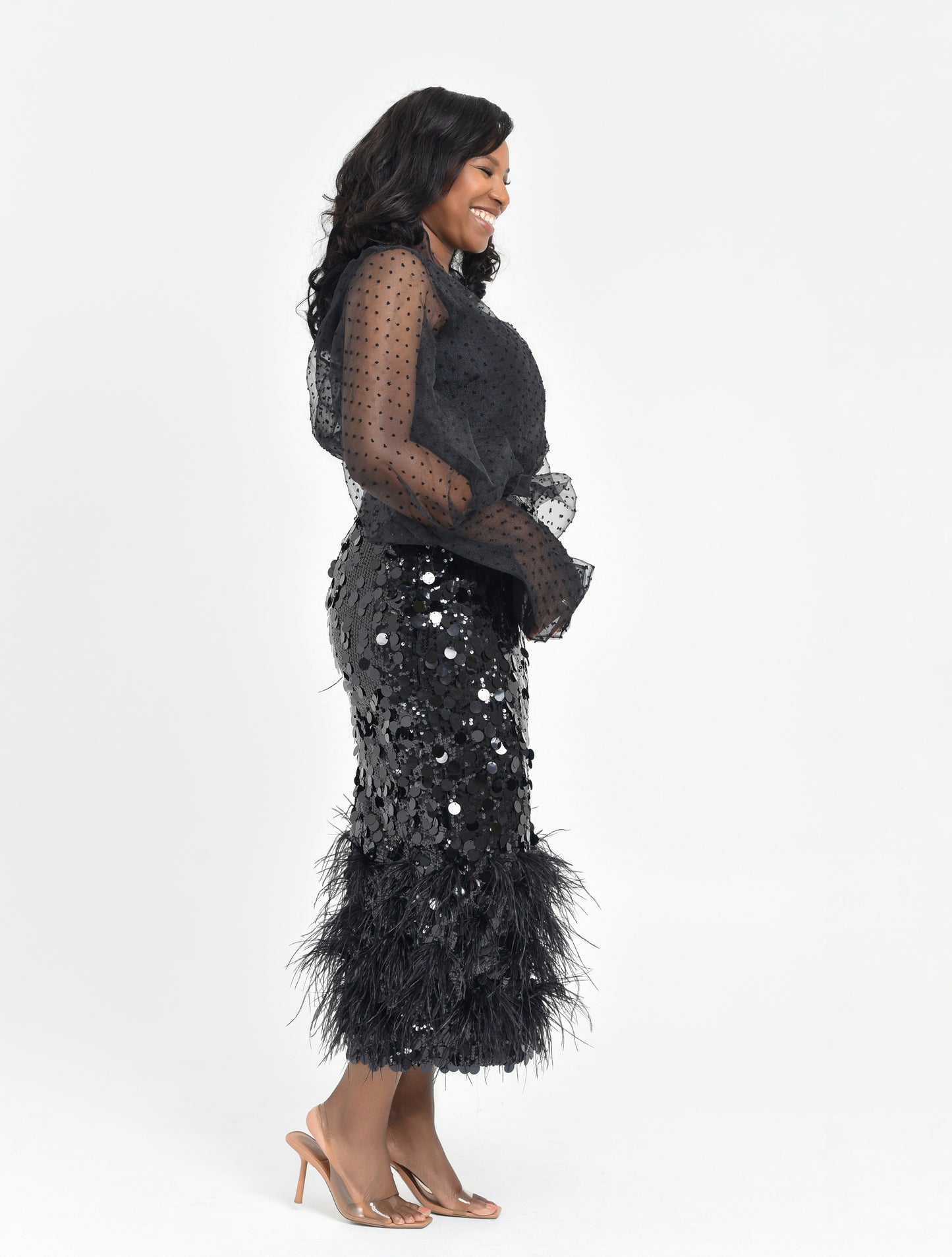 Sequined Feather Skirt