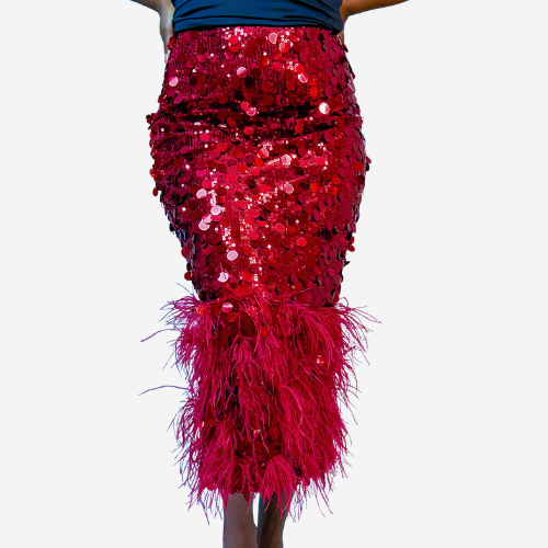 Sequined Feather Skirt