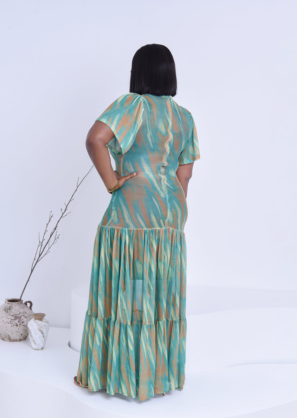 Green patterned dress | Nigerian Fashion| Roseline's Closet