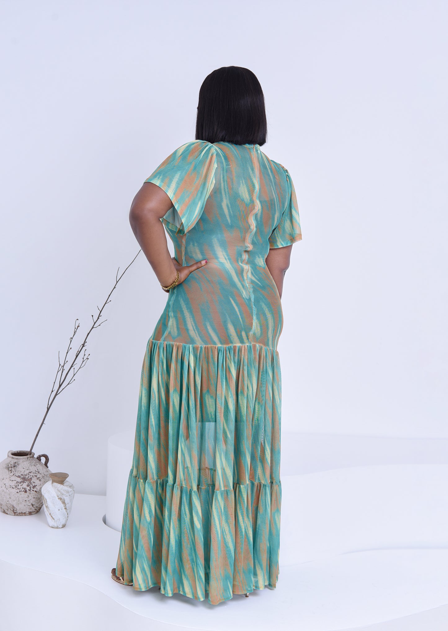 Tropical Green Print Dress