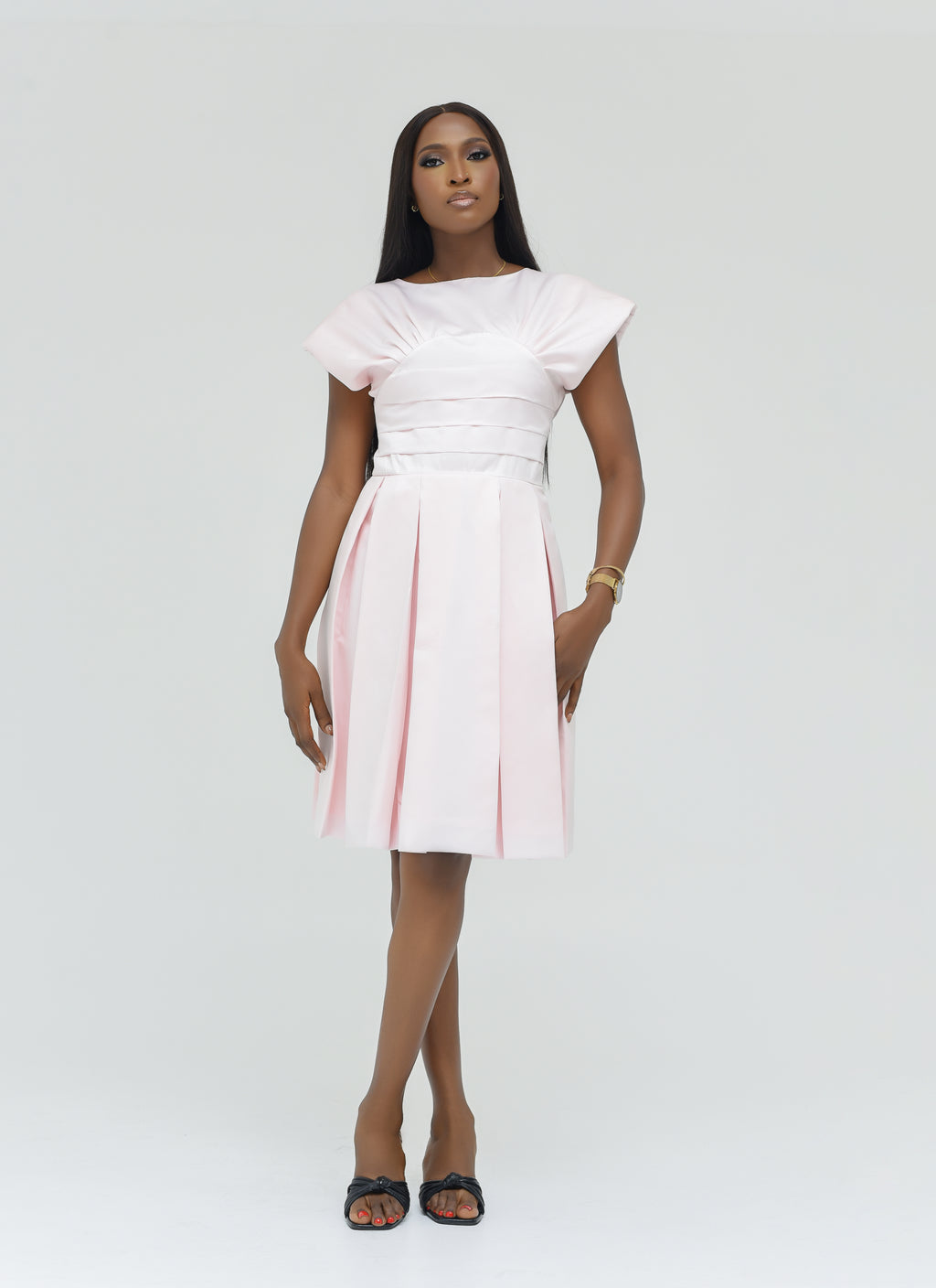 Pink short sleeve dress  | Nigerian Fashion| Roseline's Closet