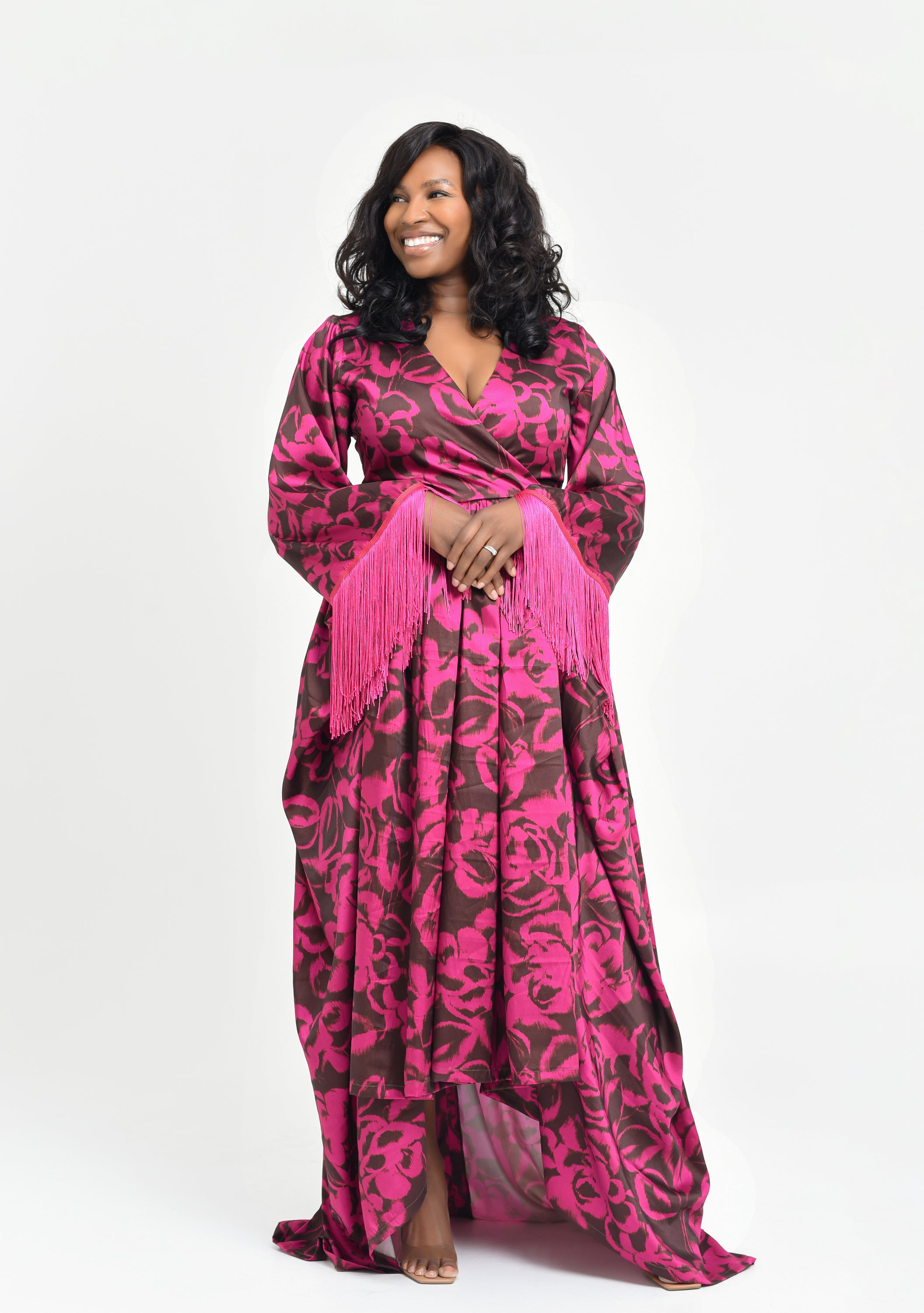 Pink and brown pattern dress  | Nigerian Fashion| Roseline's Closet