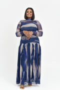 Blue Stripped mesh dress | Nigerian Fashion| Roseline's Closet