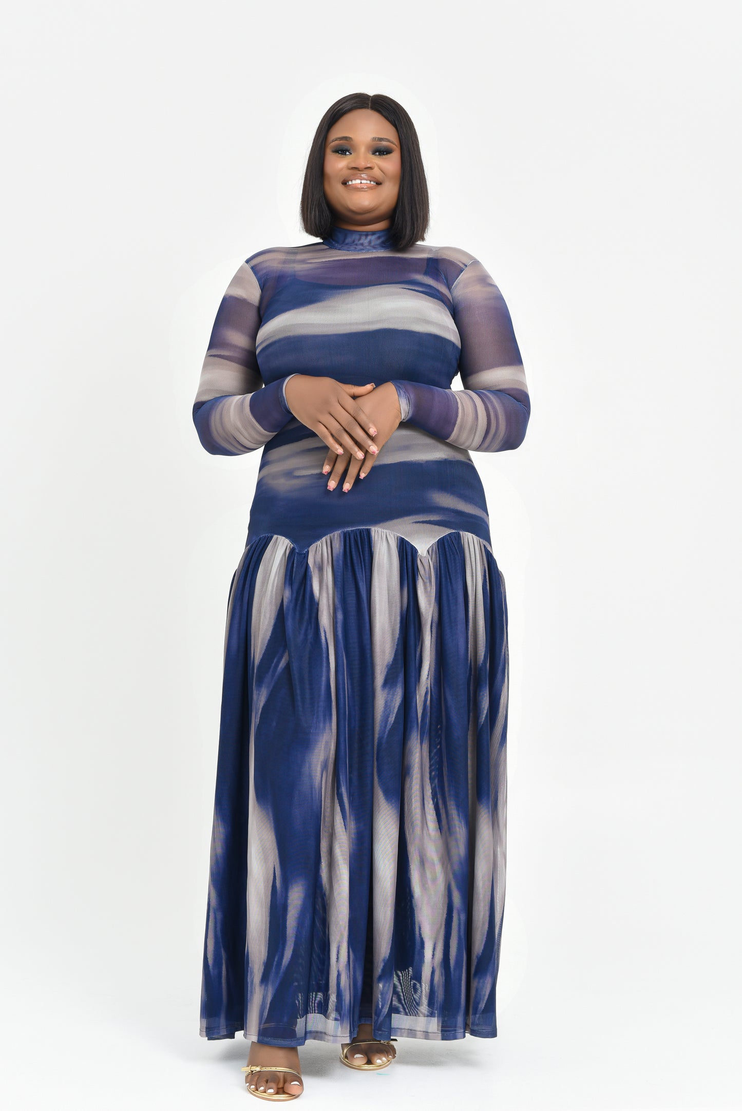 Flared Print Maxi Dress