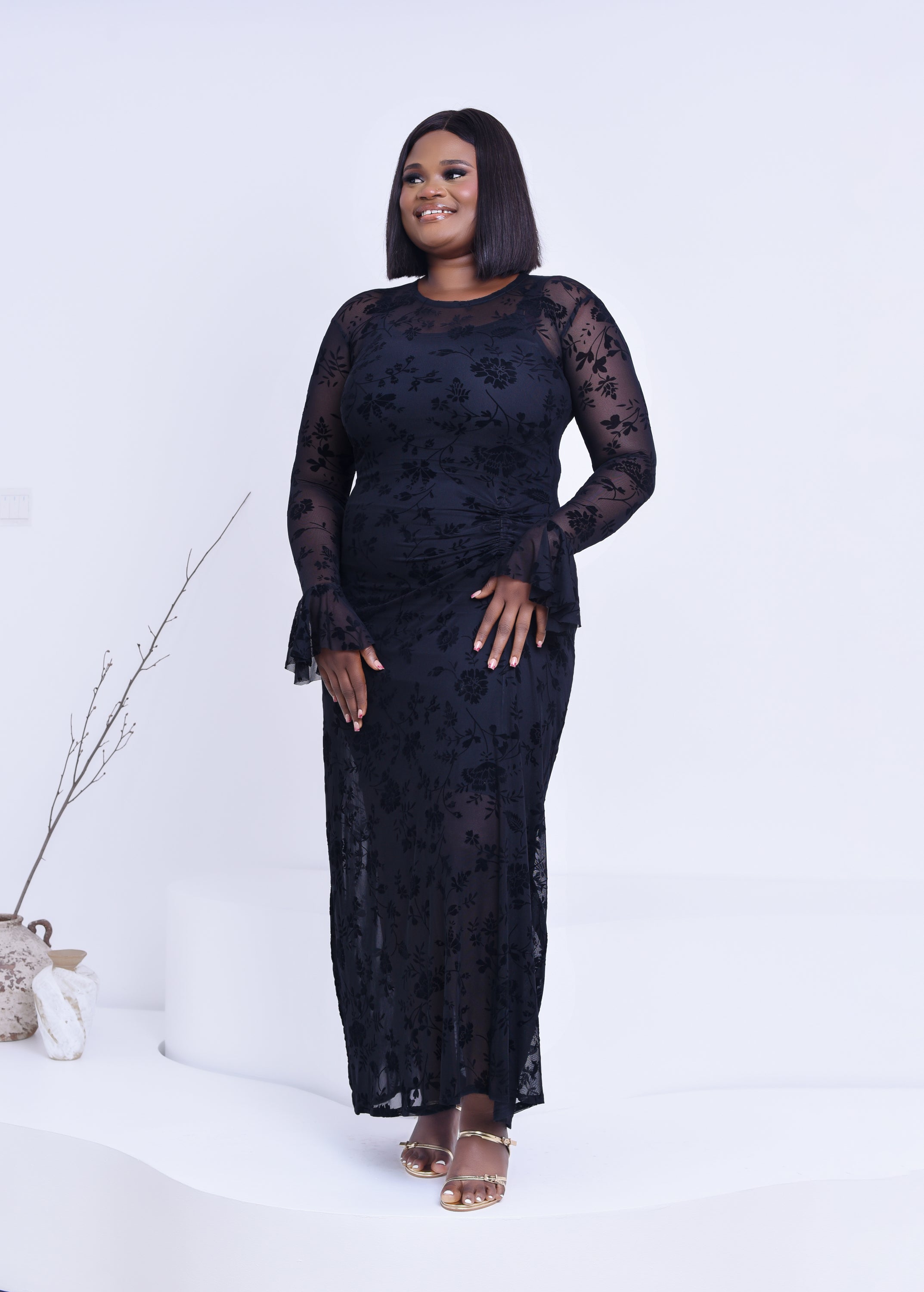 Black lace maxi dress | Nigerian Fashion| Roseline's Closet