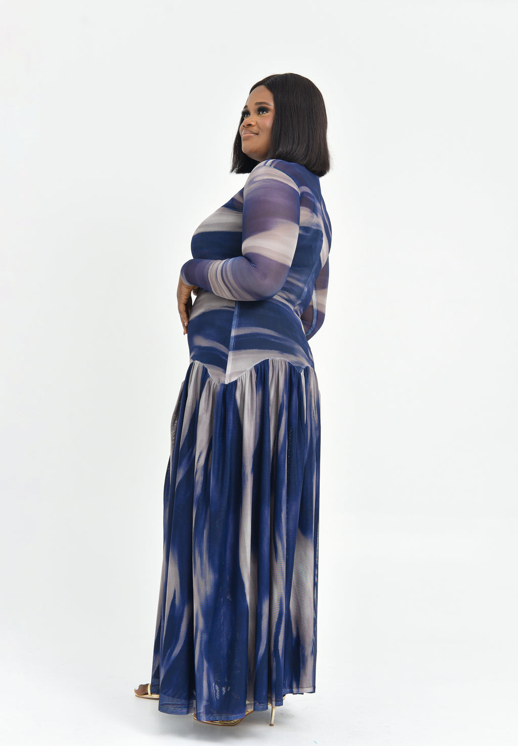 Blue Stripped mesh dress | Nigerian Fashion| Roseline's Closet