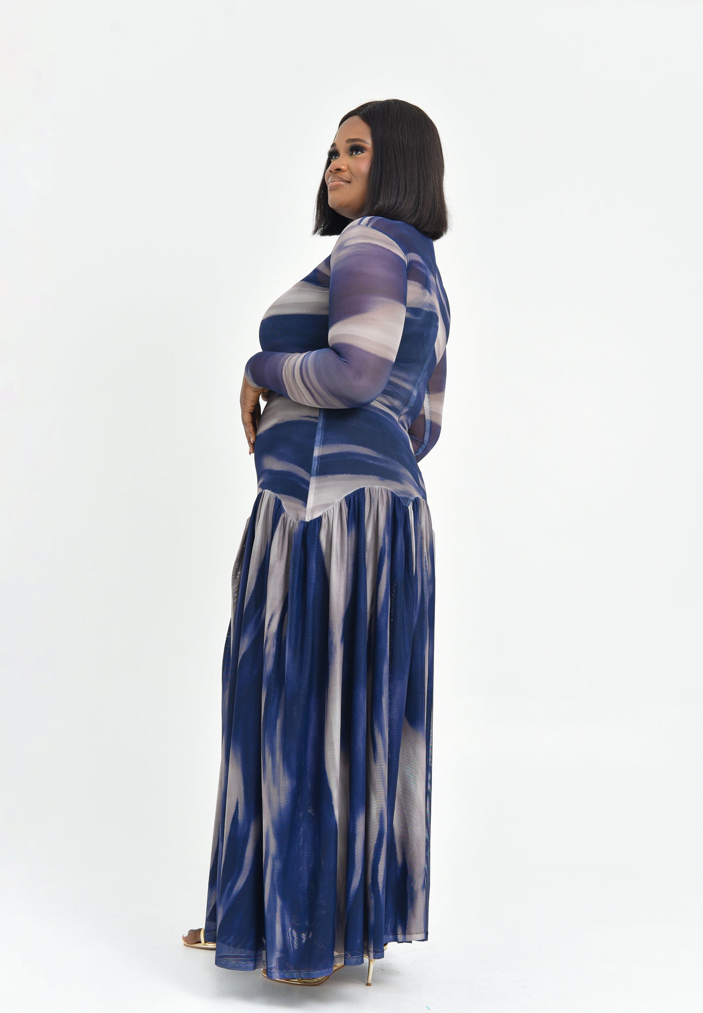 Flared Print Maxi Dress