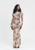 Neutral toned patterned mesh dress  | Nigerian Fashion| Roseline's Closet