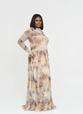 Neutral colored floral dress Nigerian Fashion by Roseline's Closet