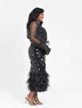 Black feathered sequined skirt | Nigerian Fashion| Roseline's Closet