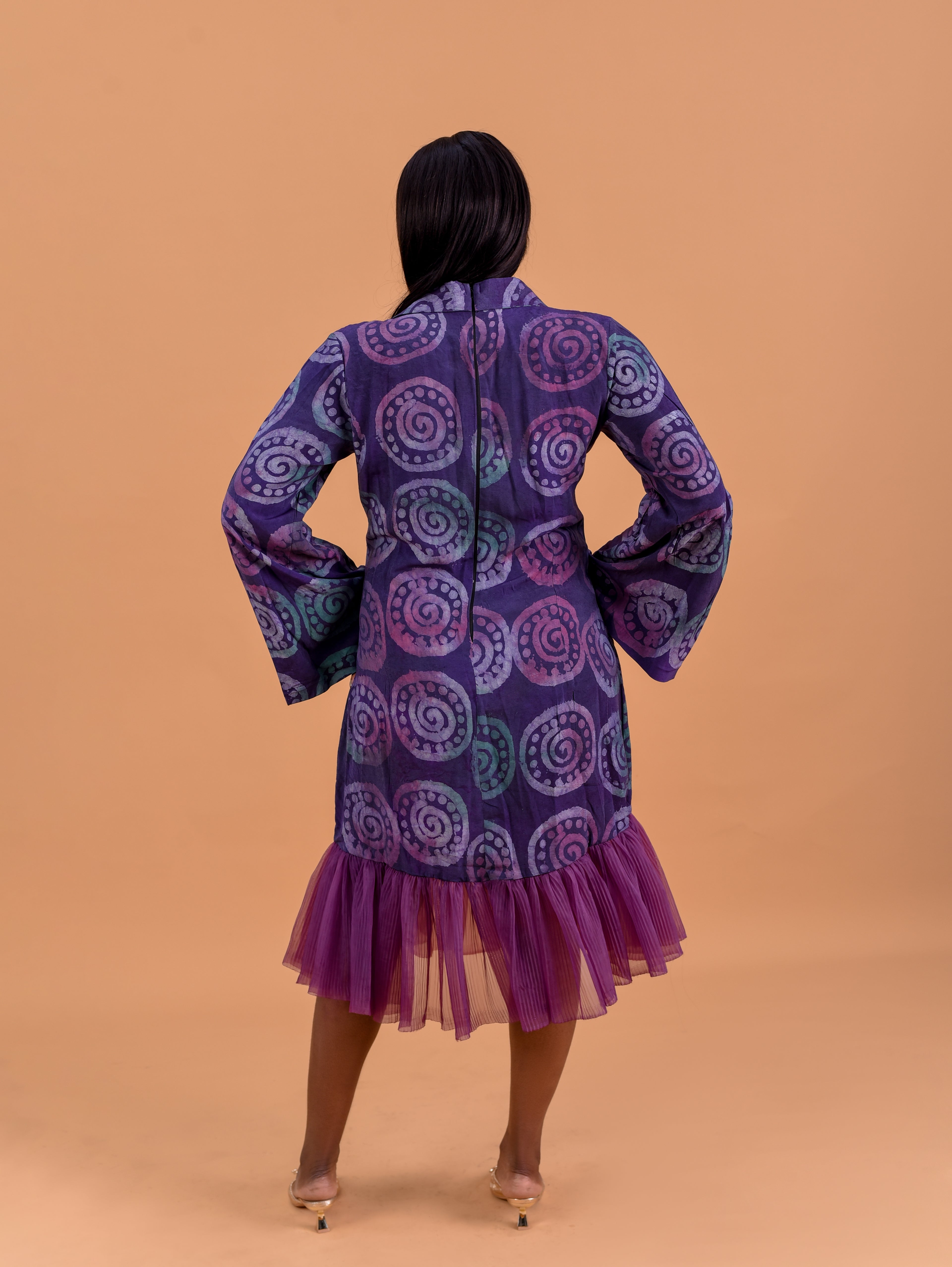 Adire purple midi dress with sunray pleats by Roseline's Closet
Women's cotton purple Adire midi dress  casual and occasion wear