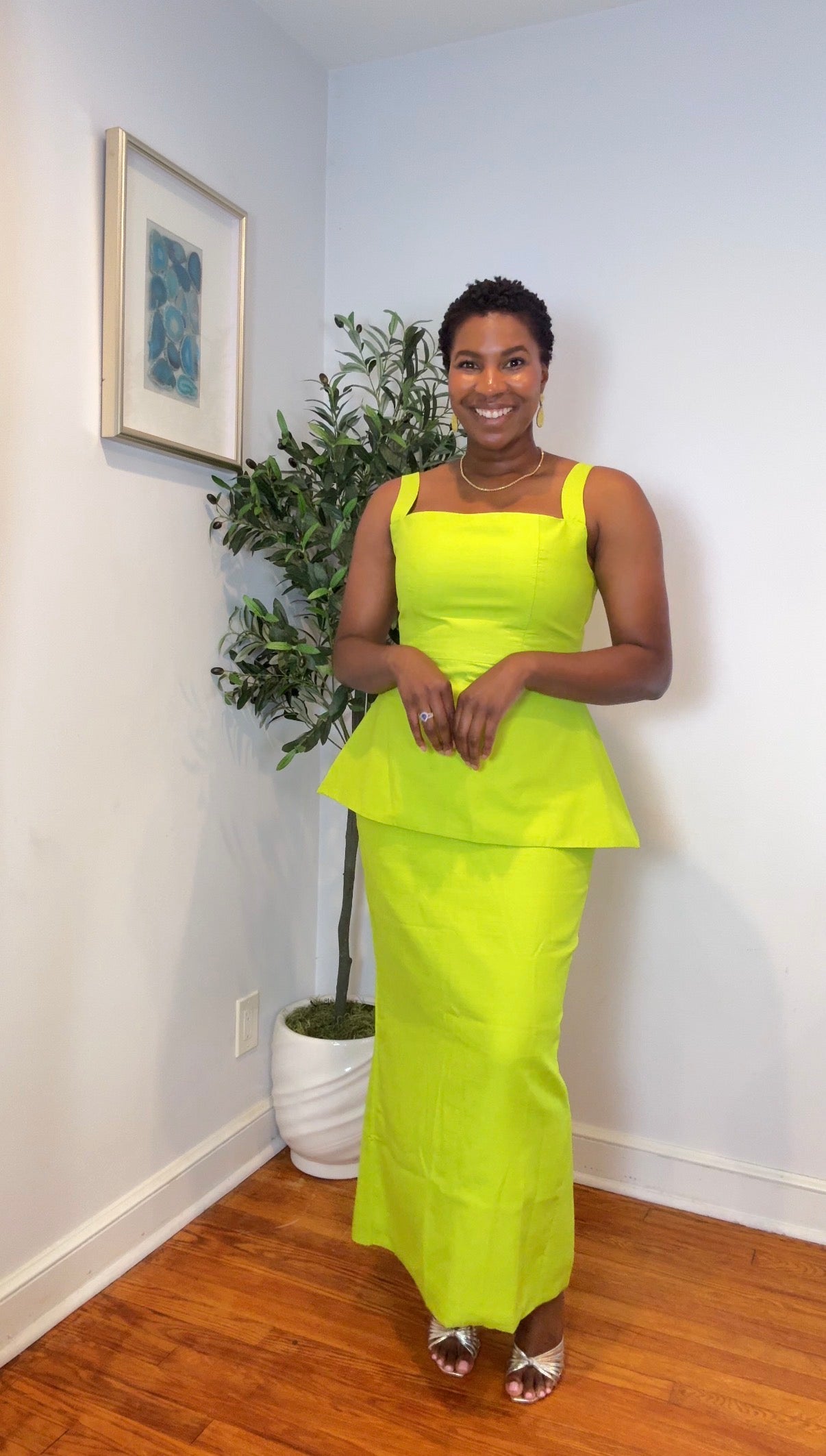 Neon Lime Peplum Maxi Set