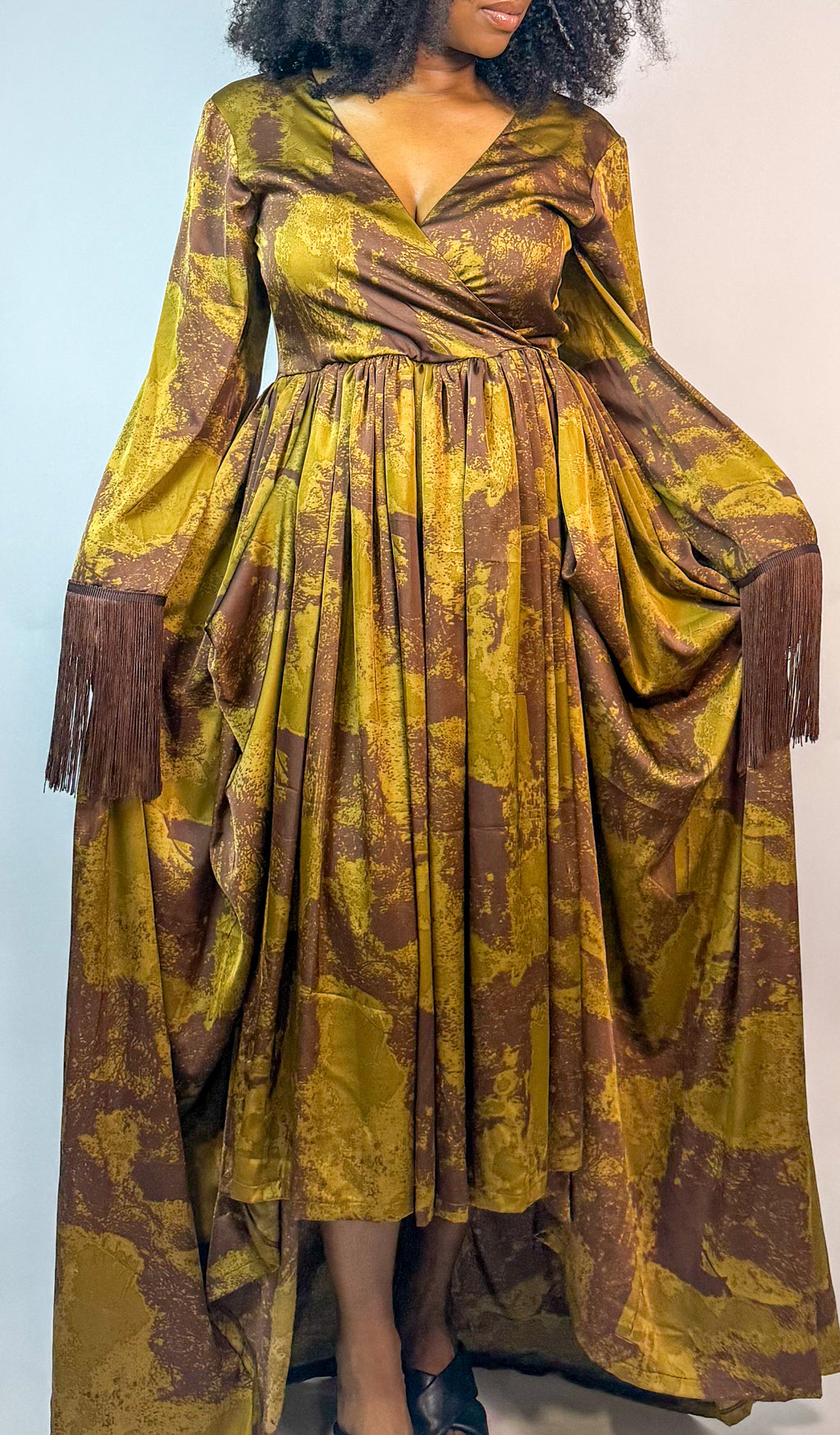 Brown pattern dress  | Nigerian Fashion| Roseline's Closet