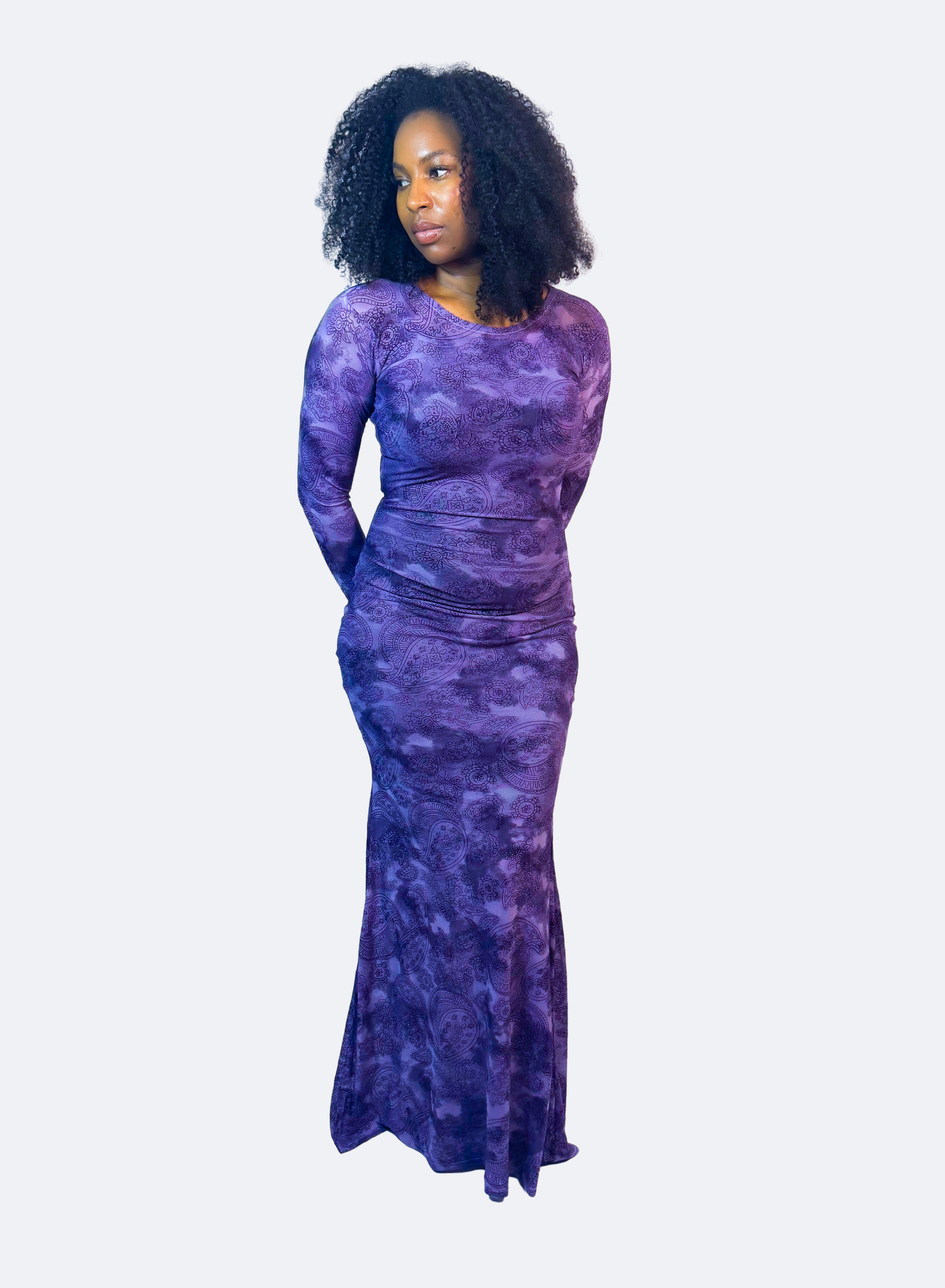 Purple patterned mesh dress  | Nigerian Fashion| Roseline's Closet
