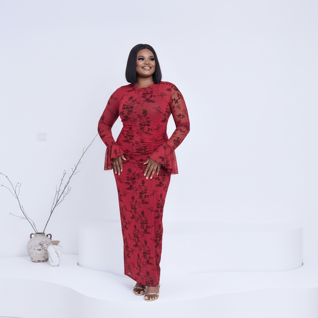 Red lace maxi dress | Nigerian Fashion| Roseline's Closet
