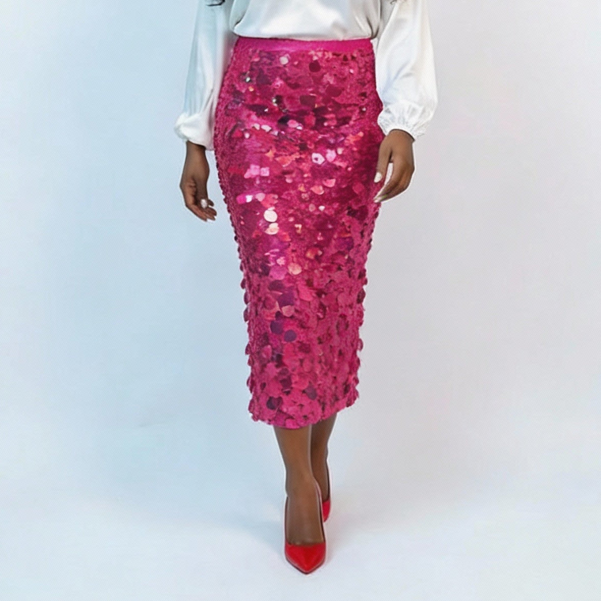 Pink sequin skirt Nigerian Fashion by Roseline's Closet